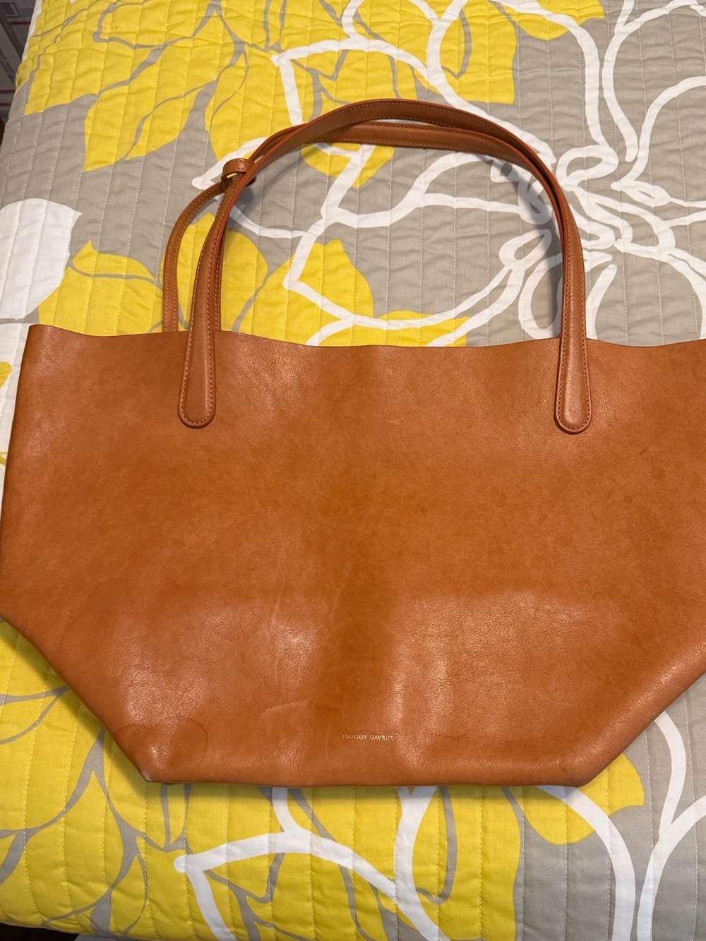 Mansur Gavriel Large Everyday Tote Bag + Zip Pouch | Italian Leather | Tan/Cuoio - Picture 2 of 13